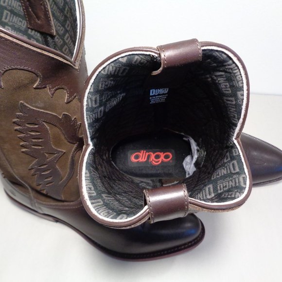 Dingo Size 9.5 M  SILVERLAKE Brown Leather Cowboy Western Boots New Men's Shoes - Picture 14 of 14